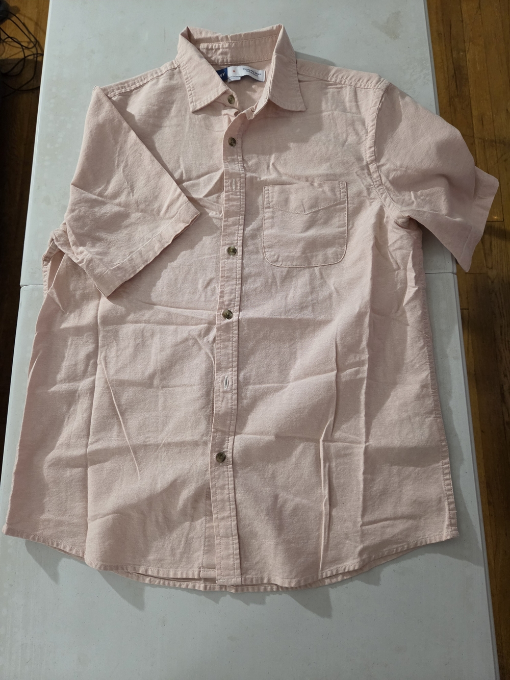 Old Navy Light Pink Short-Sleeve Button-Down Shirt